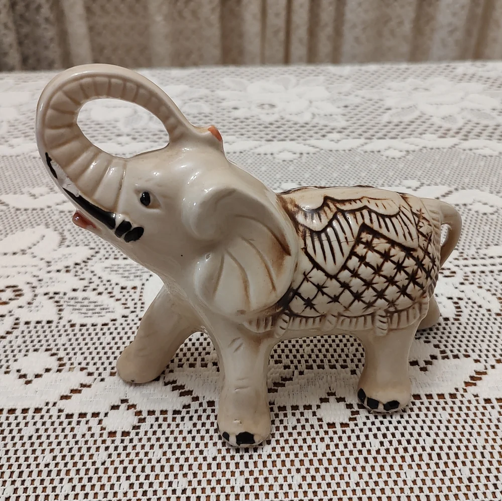 VTG Elephant Figure Safari Animal Statue 70's Home Shelf Decor Retro Sculpture - Picture 4 of 12